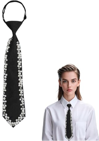 FloralGrace Cravates pour femmes avec perles, longue cravate, cravate pour uniforme JK, cravate fine, cravate réglable, multicolore, L