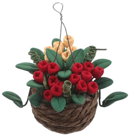 NOLITOY Miniatur-kunstharz-blumentopf Für Puppenhaus Winzige Künstliche Grünfigur Dekoratives Modell Für Mini-Garten Realistische Mini-hängekorb-Blume Kleine Topfpflanze Für Miniatur-Lands