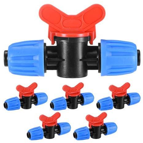 M METERXITY 6-Pack Drip Irrigation Valves, 1/2 Inch Plastic Barbed Shut-Off Valve for Drip Tubing/Garden Irrigation System/Lawn and Greenhouse Watering [Blue Red]