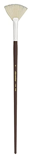 Silver Brush Limited Silverstone Fan Oil Paintbrush, Size 8, Long Handle | Stiff Flagged Hog Bristle, Superb Paint Absorbency, Lightly Textured Strokes, Smoothing, Blending, Lifting, Softening Colours