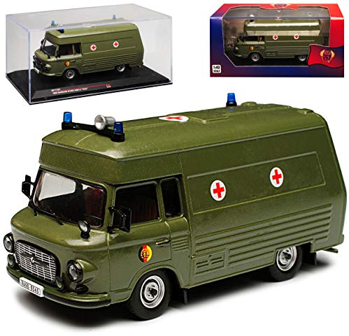 Ixo Barkas B1000 Ambulance Militär NVA DDR SMH-3 Arme Grün 1985 IST170T 1/43 Modell Auto mit individiuellem Wunschkennzeichen