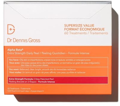 Dr. Dennis Gross Alpha Beta Extra Strength Daily Peel – 2-Step Exfoliating Pads for Enhanced Anti-Aging, Smoother Skin, and Radiant Complexion, 60 Treatments