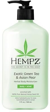 Hempz Natural Hemp Seed Oil Body Moisturiser Lotion Cream with Shea Butter and Ginseng 500ml/17 Fl.Oz - Exotic Green Tea & Asian Pear