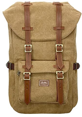 KAUKKO Mochila unisex para estudiantes de 17 pulgadas para portátil de 15 pulgadas, mochila informal, mochila para senderismo, 47 cm, 22,4 L, (caqui) (Naranja) - EP5AApricot