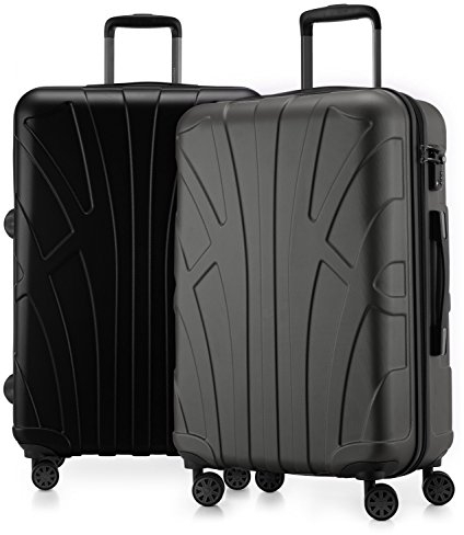 Suitline - 2er Koffer-Set TSA, 66 cm, Graphit/Schwarz