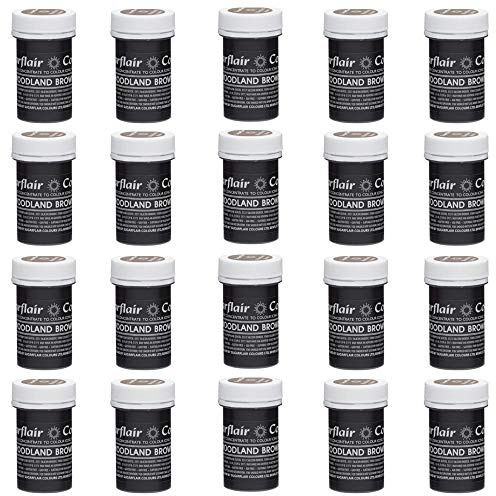 Sugarflair Woodland Brown Pastel Food Colouring Paste, Highly Concentrated for Use with Sugar Pastes, Buttercream, Royal Icing or Cake Mix, Subtle Colour Dye - 25g (Pack of 20)