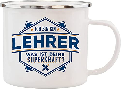 History & Heraldry Echter Kerl - Emaille Becher Lehrer - individuelle und personalisierte Tasse mit Name und Spruch