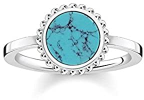 THOMAS SABO Damen-Ring Türkiser Stein 925 Sterling Silber Größe 54 TR2186-404-17-54