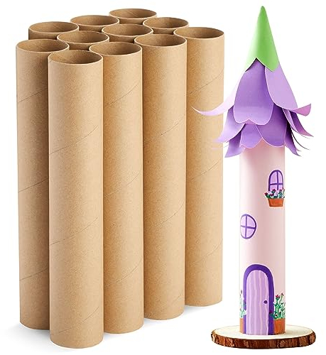 Bright Creations Brown Paper Cardboard Craft Tube Rolls (12-Pack) - 25.4 cm Tall