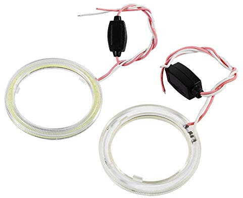 ojos de angel para auto + Akozon COB Angel Eyes - 1 par de faros delanteros LED para motocicletas y coches