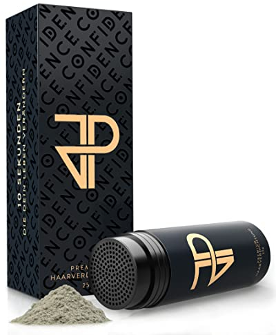 JP Confidence - Premium Streuhaar zur Haarverdichtung - Friseurqualität - 100% natürlich - Authentischer Look - für Männer & Frauen - Grau