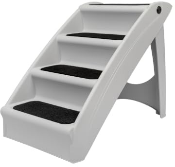 PetSafe CozyUp Folding Dog Stairs, Portable Indoor/Outdoor Pet Steps for Bed, Couch & Car, Grey, 20 Inch