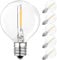 BRIMAX E12 Screw Bulb,G40 LED Bulbs Outdoor,Non-Dimmable,1W 2200K Warm White Clear Glass Replacement Bulb for Festoon Lights Outdoor 6 Pack