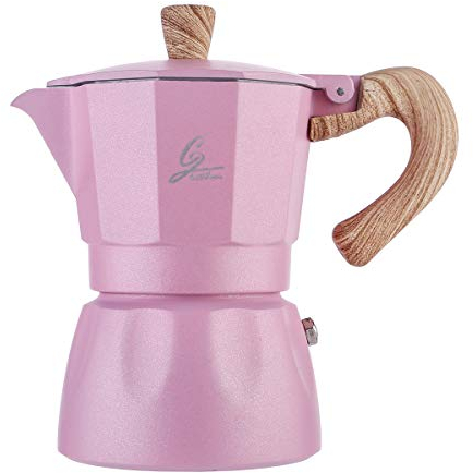 FOMT Machine À Expresso De Type Cuisinière, Machine À Café Moka Café Expresso Convient pour Cuisinière À Gaz Ou Électrique en Céramique Cafetière Italienne, Convient pour Cappuccino Ou Latte,Rose