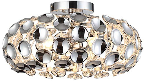 Deckenleuchte Wohnzimmer Chrom Kugellampe Innen, Acryldekor, LED 3x 5,5 Watt 3x 470 warmweiß, DxH 48 x 23 cm