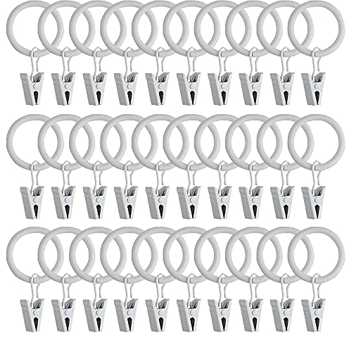 WMYCONGCONG 40 Stück Metall Vorhang-Clips, dekorative Gardinenstangenclips, Kleiderbügelringe, rostfrei, Vorhangringe mit Clips, 2,5 cm Innendurchmesser (weiß)