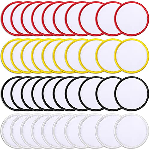 40 Pieces Iron on Blank Sublimation Patch Round Fabric Heat Transfer Repair Blank Patch for Clothes, Hats, Uniforms, Backpacks, Shoes