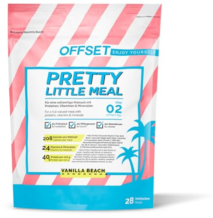 OFFSET Nutrition Abnehm Shake Vanilla Beach [nur 208 KCAL pro Shake] - 28 Portionen | Mahlzeitersatz | Diät Shake mit 24 Vitaminen & Mineralien | Glutenfreie Trinkmahlzeit