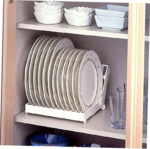Zonster Foldable Dish Plate Plate Rack Drainer Drying Rack Organizer Drainer Plastic Storage Holder Kitchen Cupboard Organiser, White, One Size
