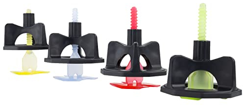 750-tlg (150+600) Fliesen-Nivelliersystem Set (Auswahl 1-1,5-2-3 mm in versch. Mengen), Verlegehilfe Gewindehauben + Zuglaschen, Fliesen Werkzeug