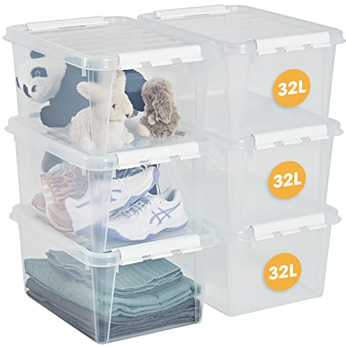 SmartStore - 6x Aufbewahrungsbox mit Deckel Classic 31L (50x39x26cm) | Stapelbare Box mit Deckel | Lebensmittelechte Kunststoffbox | Plastikbox mit Deckel & verstärkten Ecken | 10 Jahre Garantie