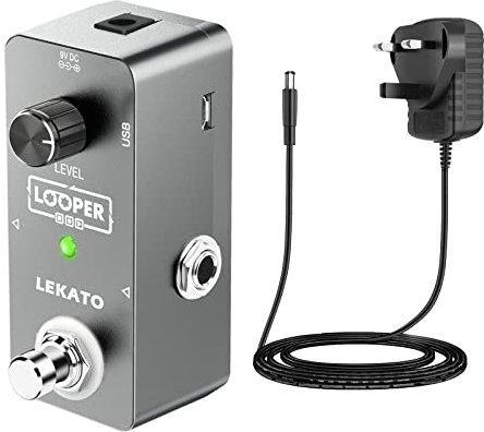 LEKATO Guitar Loop Effect Pedal with Power Supply,Unlimited Overdub looper machine(5 Minutes Recording Time) Instrument looper with Download/Upload File Function to PC for Guitar/Bass/Keyboard