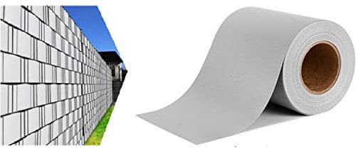 Toilinux.com Brise-Vue - Pare-Soleil - Occultant Clôture en PVC 450 g/m² - 70 m x 19 cm - 70 Clips de Montage - Gris Clair