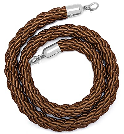 Absperrkordel Absperrseil 32 Mm Dickes Stützseil 1m 2m 2.5m 3m 3.5m 4m, Hanf-Twist-Seil Für Menschenmengenkontrolle, Stützposten Und Kinos Mit Edelstahlhaken (Color : Brown, Size : 120cm/47.2 in)