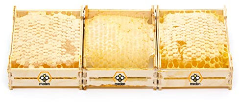 3 x 400 g a nido d'ape di fiori selvatici in cornice di legno, pettine puro miele naturale, non pastorizzato, 100% direttamente dagli alveari
