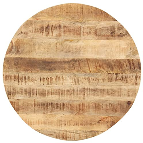 homiuse Tischplatte Massivholz Mango Rund 15-16 mm 80 cm Hellbraun Holzplatte Massiv Holzplatte Rund Tischplatte Ersatzteil für Esstisch Couchtisch Garten Tische Praktisch & Schön Industriestil