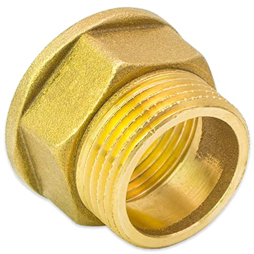 Muffennippel Muffe Nippel Reduzierstück Innengewinde x Außengewinde Fitting Rohrfitting Auslauf Adapter Schraubfitting Gewindefitting Industriequaltät - Made in Italy (Messing, 1 1/4 AG x 1 1/4 IG)