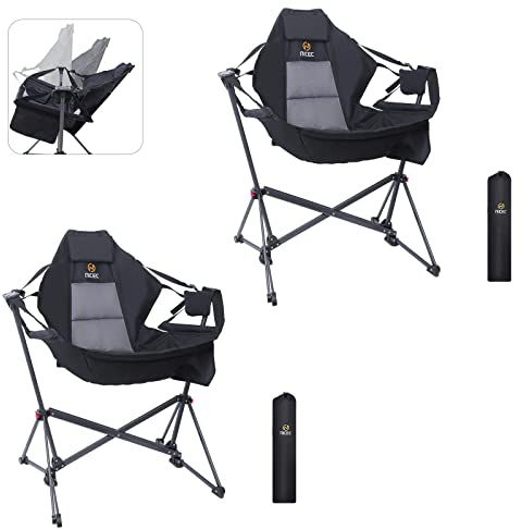 Nice C Campingstuhl, Hängematte Campingstuhl, Schaukelstuhl Klappschaukelstuhl mit Hohe Rückenlehne, Ständer Getränkehalter Seitentasche Schwerlast (2er Set)