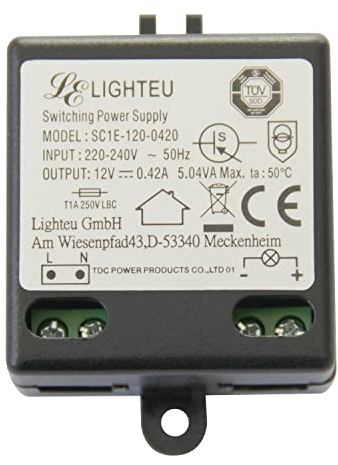 LIGHTEU, LED Treiber Netzteil – 5 W, 12 V DC, 0,42 A Konstantspannung für LED Lampen, SC1E-120-0420