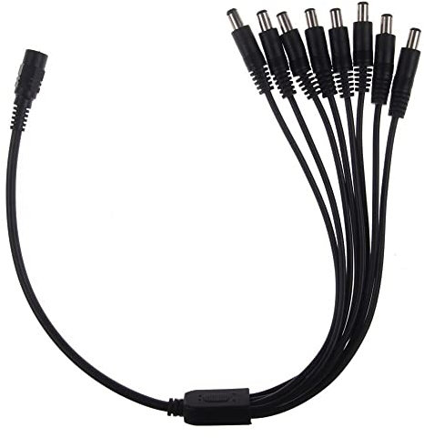 LEDSone 8 Way Splitter Cable 12V 5.5mm Heaphone Splitter Female to 2 Dual 5.5mm Male Cable Audio Mic Splitter Cable Compatible with Speaker Laptop CCTV Camera