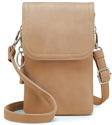 Roulens kleine Handy Umhängetasche Damen, Handytasche mit Geldbörse zum Umhängen, PU Leder Tasche damen für Frauen Designer, verstellbarer Riemen und Schlüsselanhänger
