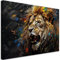 Feeby Bilder Löwe Natur Abstrakt 90x60 cm 1 tlg Modern Leinwandbilder Bild auf Leinwand Kunstdruck Wand Bild Wanddeko Design Schlafzimmer Büro Flur Hotel Spa Wohnzimmer Afrika Tier Braun