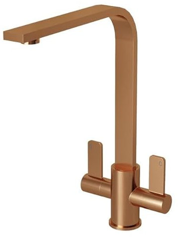 Liquida EB401CP Monobloc Flat Style Modern Dual Lever Copper Kitchen Mixer Tap
