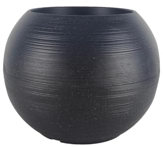 simpa Sphere Globe Shape Black Plastic Planter 35cm (H) x 35cm (D)