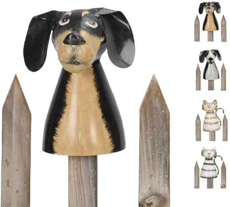 NETPROSHOP Zaunfigur Katzen oder Hunde Zaunhocker Höhe ca.14 cm aus Metall, Auswahl:Balu