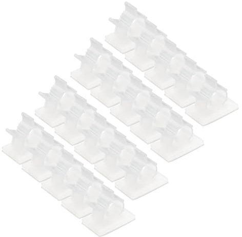 sourcing map 25Pcs Cable Management Clips, 8-10mm Dia Self Adhesive Nylon Wire Holder, Adjustable Organizer Clamp for PC Desk Office, Transparent