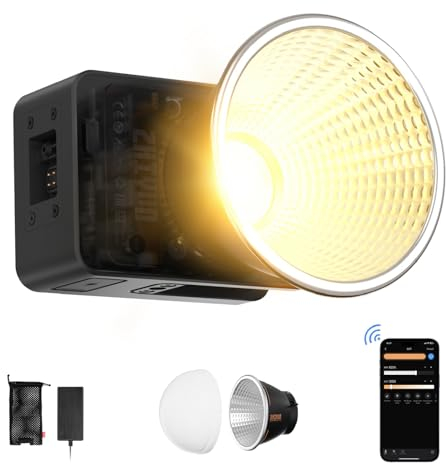 ZHIYUN MOLUS X60 [Oficial] 60W Luz de Video Bicolor 2700-6500K Regulable, TLCI≥97 CRI≥95, Luz de Foto Portátil para Fotografía con Reflector de Cúpula Difusor para Iluminación, Youtube, TikTok