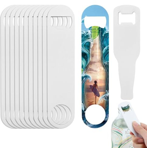 Blank Bottle Openers Set, 1 Single Head + 12 Double Head Blank Sublimation Bottle Opener, Kitchen Tool Stainless Steel Flat Beer Bottle Opener for Restaurant Bar Wedding Parties(White)