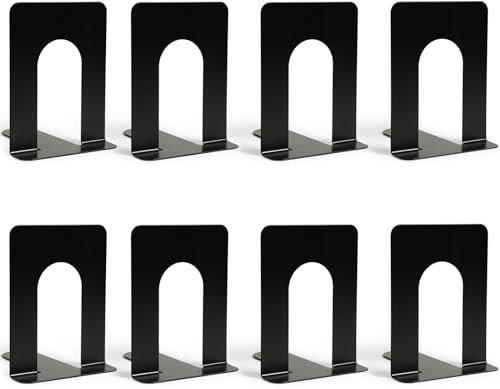 Gucass 4 Parr Buchstützen, Metall Bücherhalter für Regal Bookends, Buchstopper für Kinder Ordnerhalter DVD Unsichtbares Bücherregal, Book Holder Buchbeschwerer für Schule Zuhause Büro, Schwarz(C-Stil)