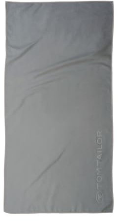 TOM TAILOR Fitnesstuch, 70x140 cm, 80% Polyester, 20% Polyamid/ Microfaser, mit feiner Kettelnaht und Logoprägung, SPORTS TOWEL Grau (Moody Grey)