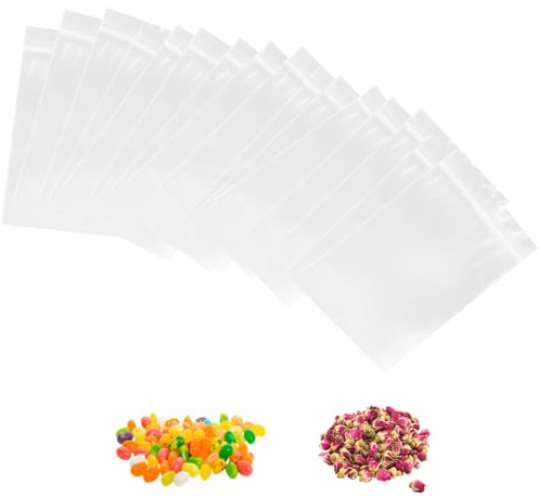 100 Pezzi Sacchetti in Plastica Trasparente Richiudibili, Borsa con Chiusura a Cerniera, Sacchetto Sigillato, Buste Con Zip, Applicano a Cucina, Ufficio, Semi di Gioielli e Piccoli Accessori