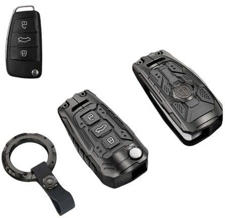 Coque de protection en métal lourd pour Audi, porte-clés, accessoires pour Audi A1 A3 A4 A5 A6 Q3 Q5 Q7 TT S3 R8 (Tpye C-Noir)