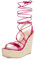 Allegra K Femmes Espadrilles Plateforme Compensées Talon Sandales à Lacets Rose Vif 38