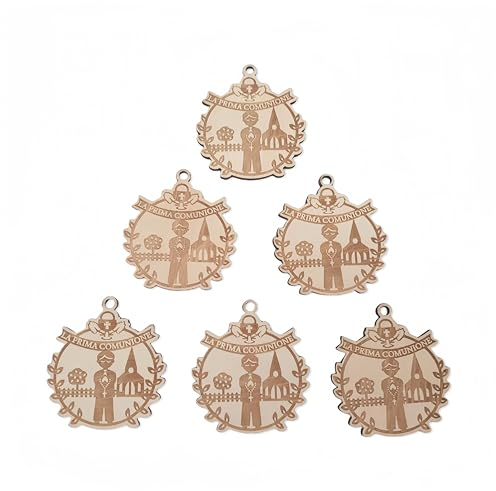 20 Pezzi Pendente Ciondolo Calice legnetti la prima comunione 5cm applicazione charms per bomboniere (RAGAZZO)