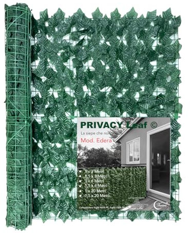 Tex family SIEPE Privacy Leaf EDERA Finta Artificiale a Foglie per Muri e Balconi Ornamentale frangivista Sempre Verde - 1 x 6 Metri