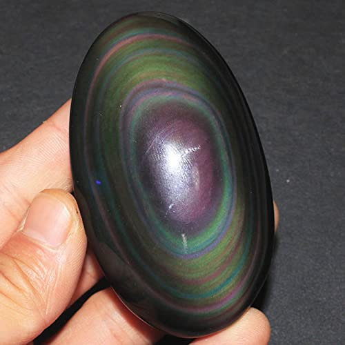 BIRXPMOS Kristalle und Heilsteine, Edelstein-Eier, natürliche Regenbogen-Obsidian-Palme, geschnitztes Therapie-Ei, Zuhause, Raumdekoration, Statue, Geschenk